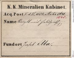Etiketten zu Beryll mit Orthoklas (NHMW-MIN-Ao132)